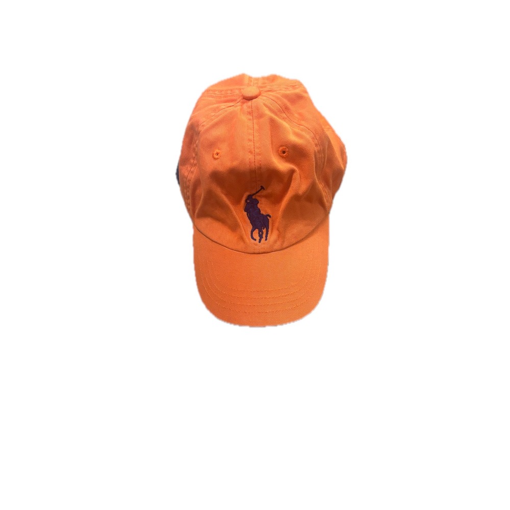 Polo Ralph Lauren Kids Orange Big Pony Baseball Cap Hat Size 4-7 Purple Logo